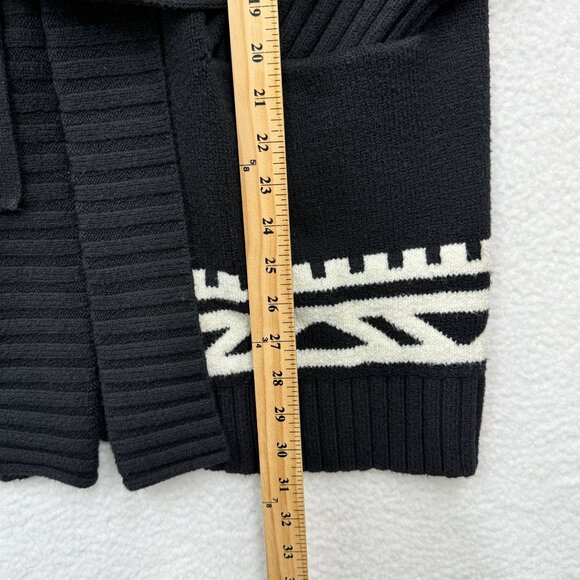 Old Navy Cozy Fair Isle Aztec Tie Belt Cardigan Sweater Jacket B & W Womens M - Picture 10 of 11